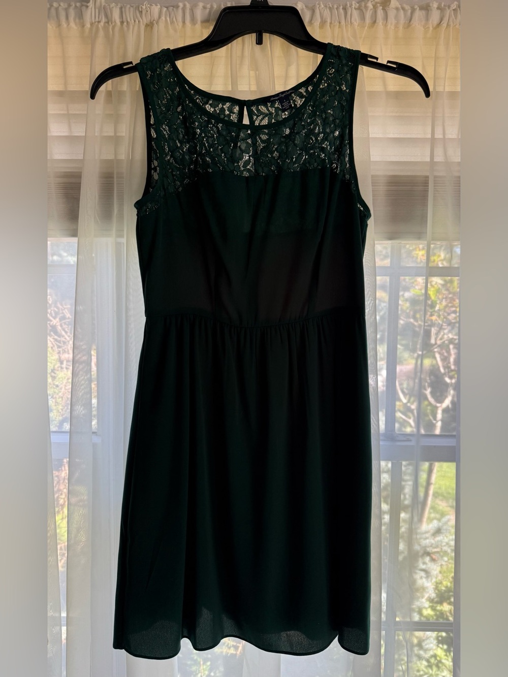 Sleeveless American Eagle Lace Dark Green Women's Dress